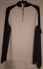 Foot Joy Mens Pullover Size Large White Navy Blue Long Sleeves Green Outline