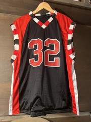 Vintage CLUB ATHLETE MENS JERSEY VEST #32 SIZE XL BLACK RED AND WHITE PULLOVER