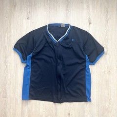 Starter Athletic Zip Up V-Neck Shirt Mens Large Navy Blue Lightweight Jersey