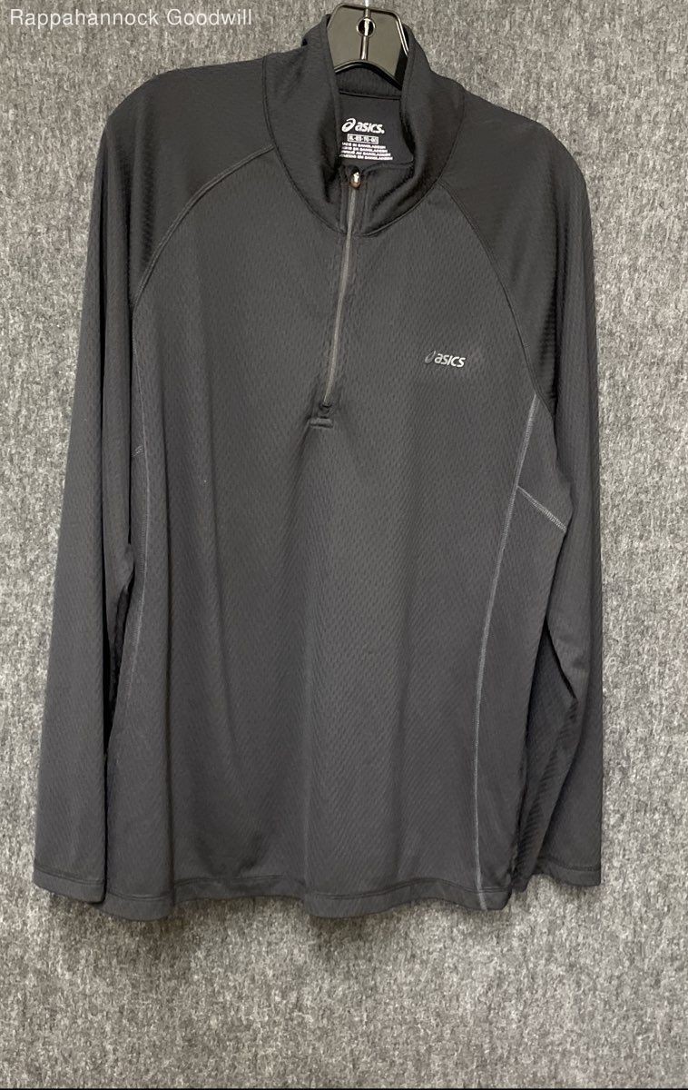 ASICS Men's Black 1/3 Zip Pullover Active Trainer Jacket Textured Sz XL gallery