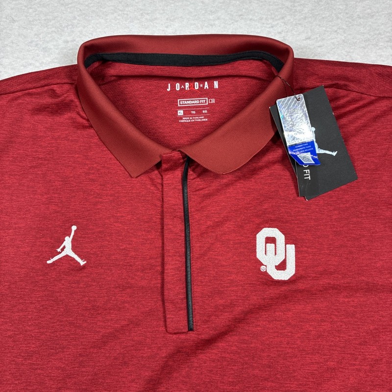 Oklahoma Sooners Jordan Jumpman Performance Polo Maroon Embroidered Golf Size XL gallery
