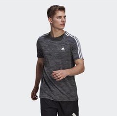 Adidas Men’s Designed 2 Move, 3-Stripes Black AEROREADY Primegreen Tee Size L