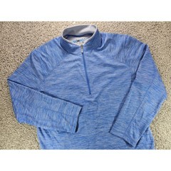 IBKUL Quarter Zip Pullover Golf Shirt Mens XL Heathered Blue IceFil UPF 50+