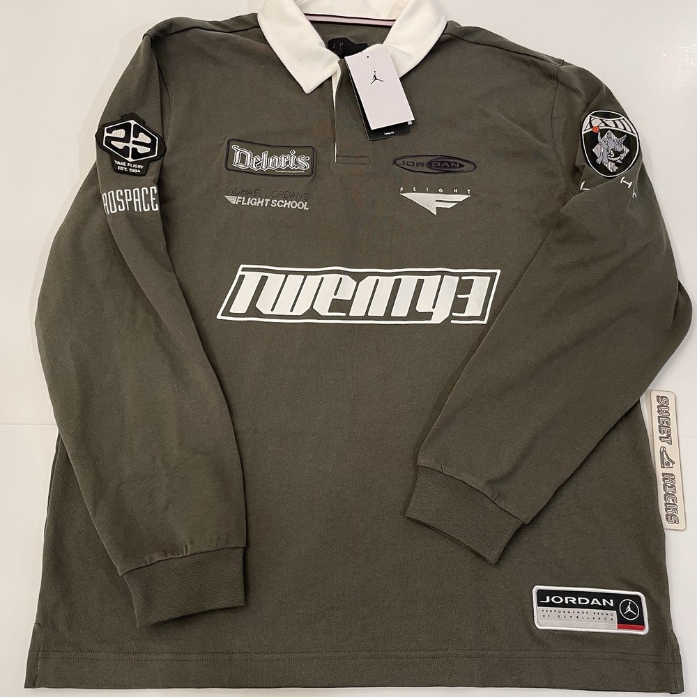 Jordan Essentials Men's Long-Sleeve Rugby Top Men Size M Green Sample HF9323-325