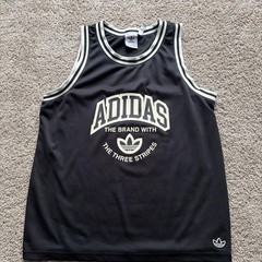 adidas Men’s Black Mesh Basketball Jersey Tank Top Trefoil Logo Size L