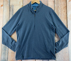 Prana Breathe Pullover 1/4 Zip Outdoor Activewear Long Sleeve Shirt Mens S Blue