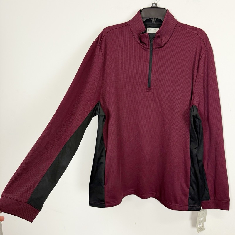 PGA Tour Pullover Quarter Zip Mens XL Maroon Black Thermal Long Sleeve NWT gallery