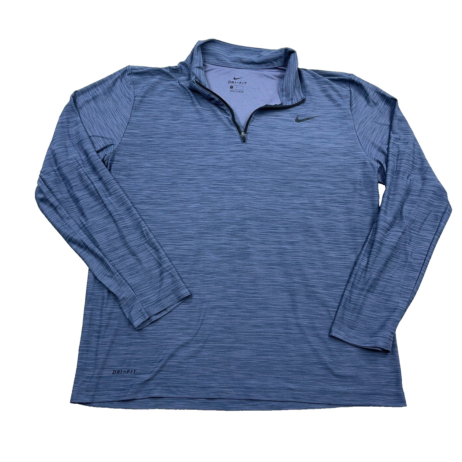 Nike Shirt Men Large Blue Pullover Quarter 1/4 Zip Performance Running Sweater gallery