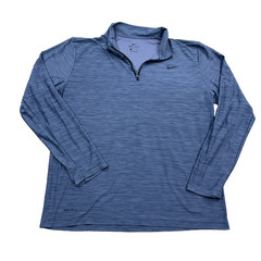 Nike Shirt Men Large Blue Pullover Quarter 1/4 Zip Performance Running Sweater