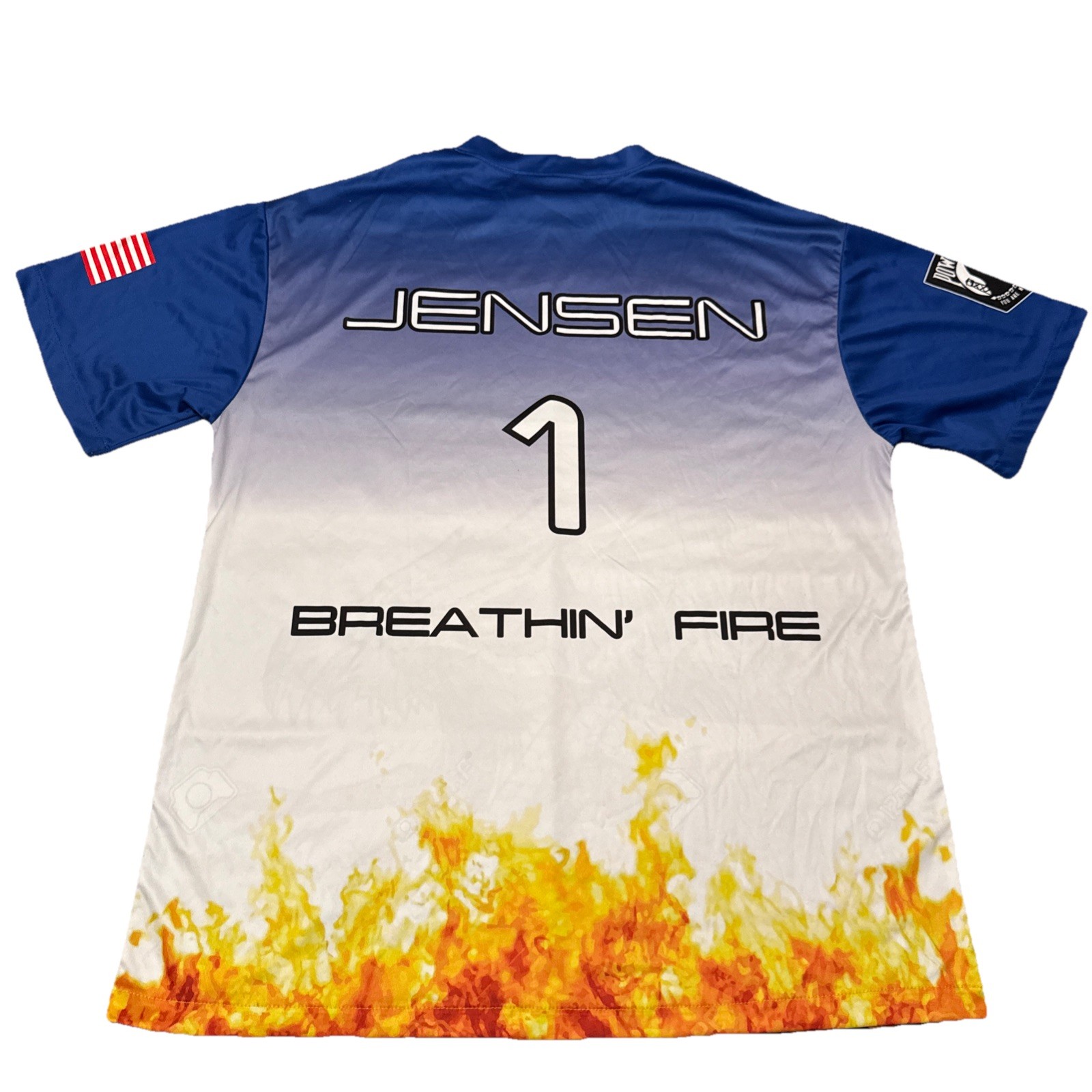 Jersey Dragon Graphic Blue White Large Compass Sports OSS Jensen Fire Breathin gallery