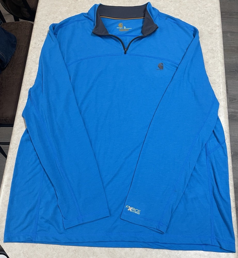 Carhartt Force Extremes 1/4 Zip Pullover Blue Relaxed Fit 102051 Size XL Stretch