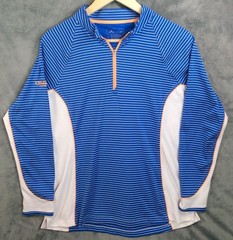 Peter Millar Perth Performance 1/4 Zip Golf Pullover Men’s L Stripes Light Blue