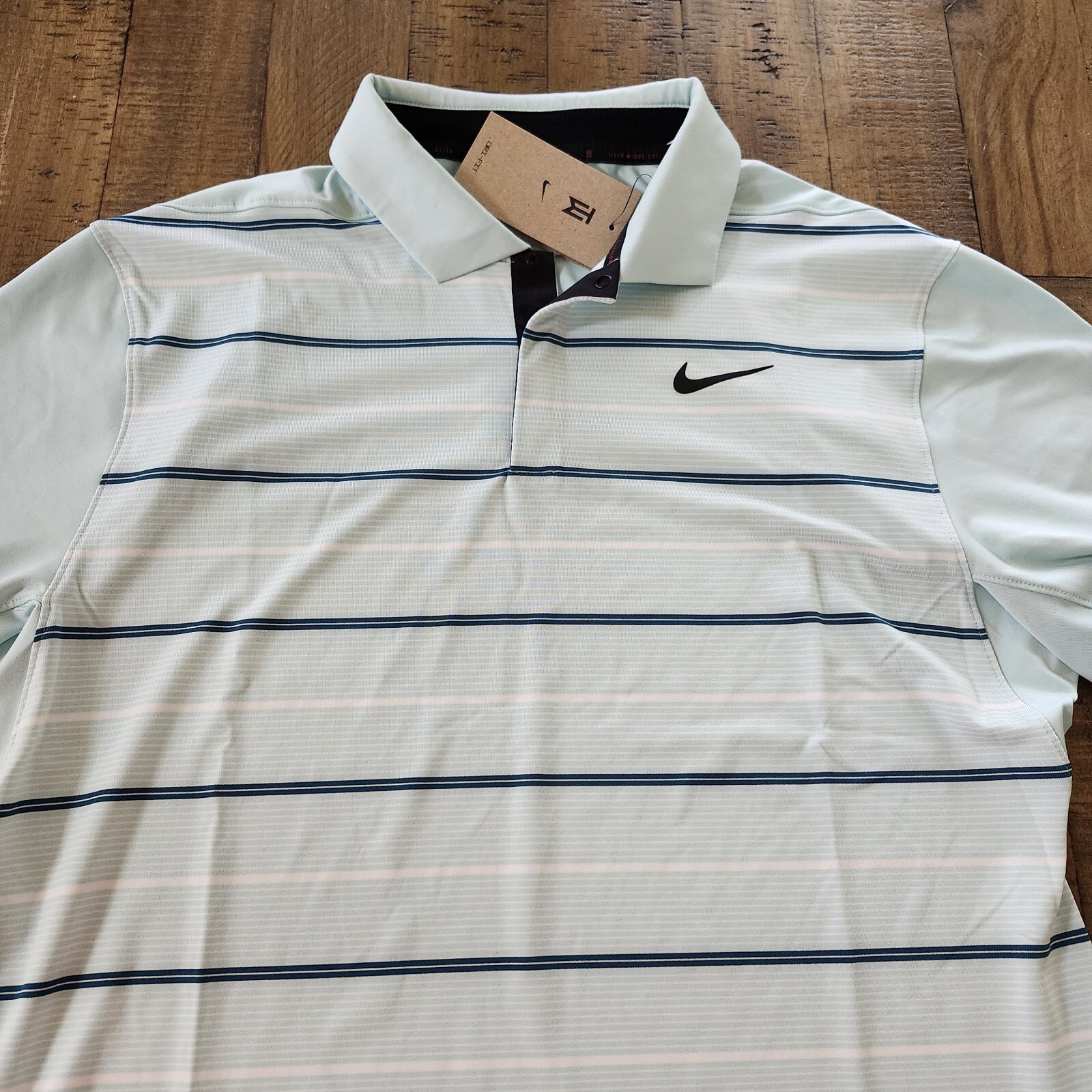 Nike Golf Tiger Woods Advanced Striped Polo DR5318 346 Jade Ice Spruce Sz XXL gallery