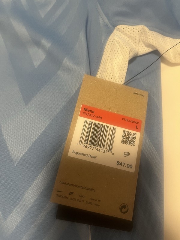 Nike Dri-FIT Shirt Mens Large Blue Slim Fit Chevron Soccer Jersey FD7417-448 gallery