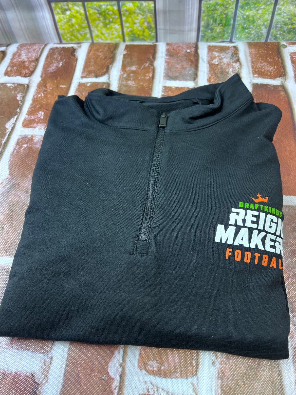DraftKings Reign Makers Football long sleeve 1/4 zip shirt pullover black Men's gallery