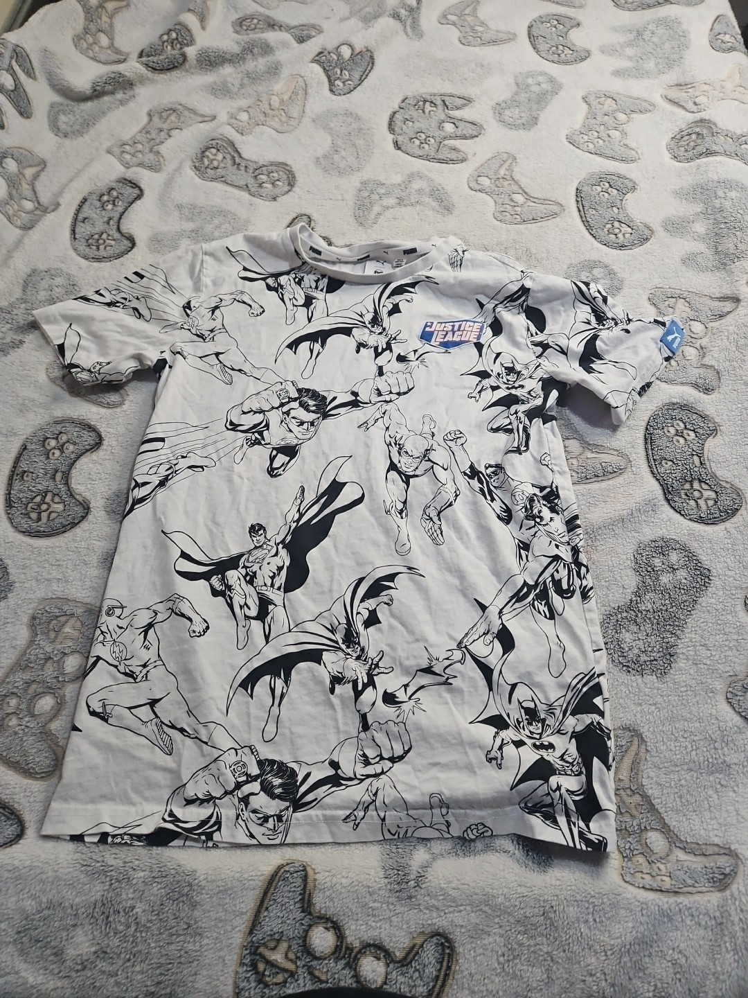 Puma JUSTICE LEAGUE AOP TEE DC COMIC Superman Wonder Woman Batman Kids Size XL gallery
