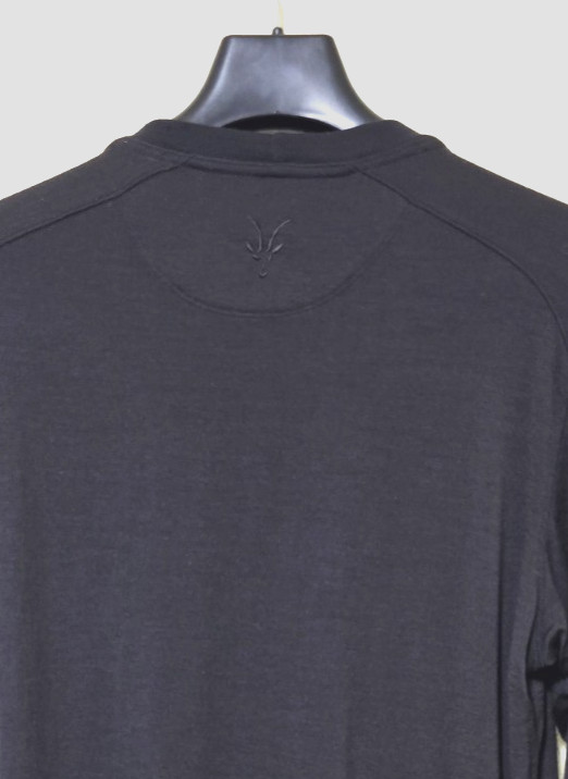 IBEX Men's Heathered Black Merino Wool Long Sleeve Crew Base Layer Small gallery