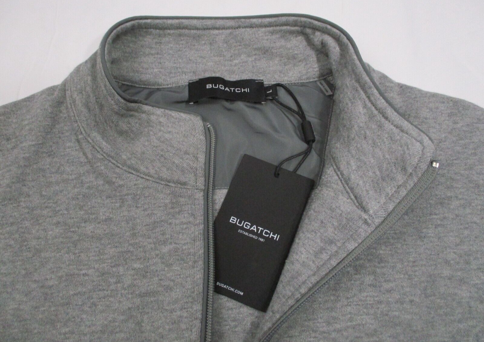 Bugatchi 1/4 Zip Cement Gray Mens Large Pullover Golf Leisure NEW NWT gallery