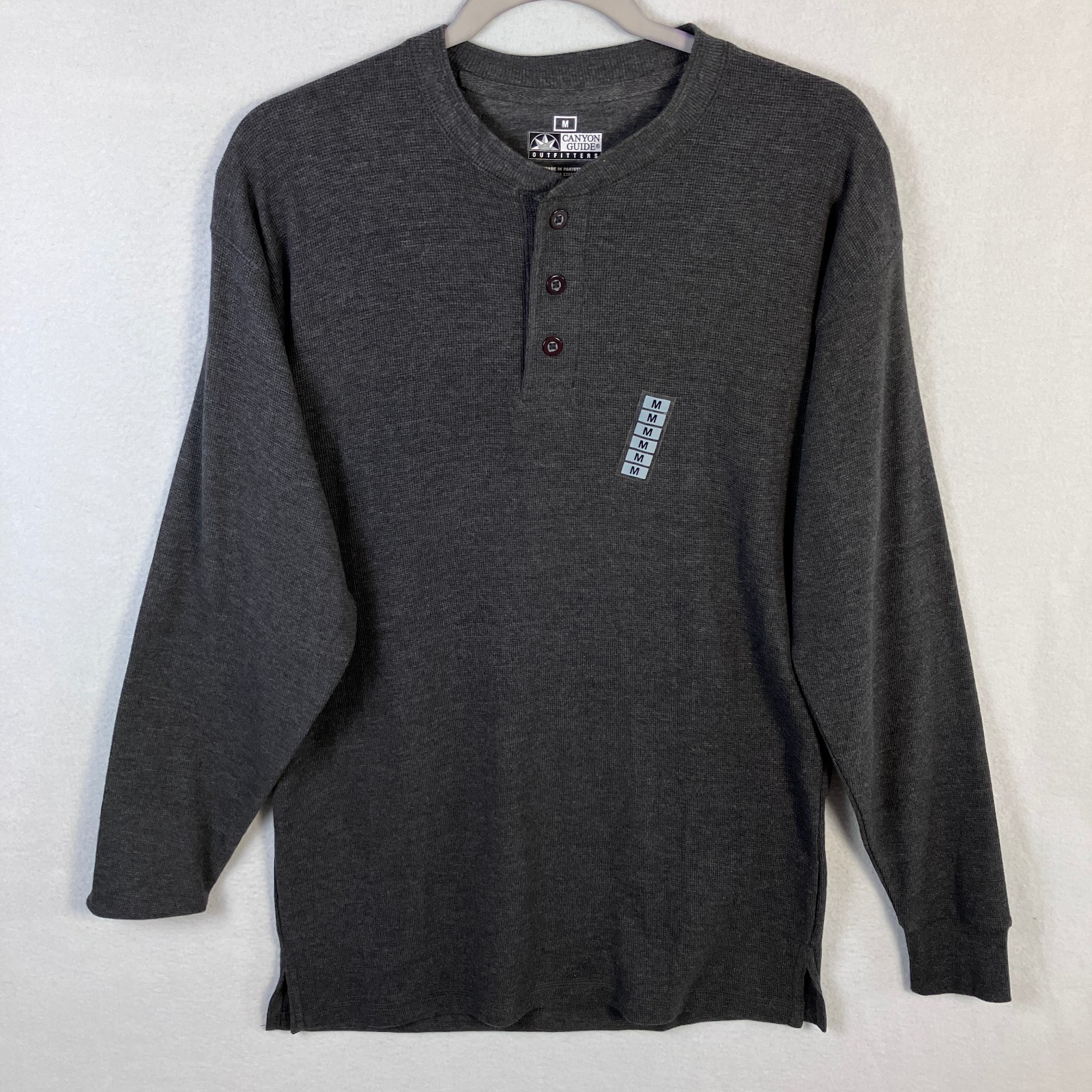 Canyon Guide Thermal Waffle Knit Henley Shirt Men's Size M Charcoal gallery