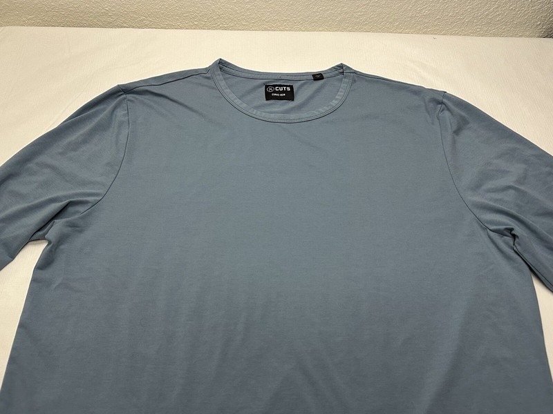 Men's Cuts AO Universal Long Sleeve Curve-Hem Shirt Size XXL Blue gallery