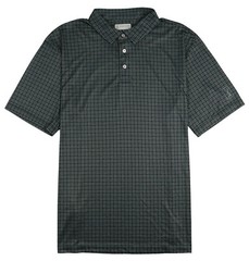 PGA TOUR Check Print Polo Golf Shirt sz L Large Caviar Black