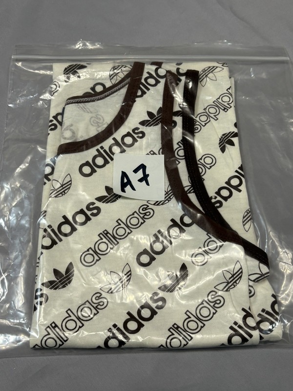 Vintage Adidas Trefoil Tank Top 70s 80s Brown Trim Men’s Small All‑Over Logo gallery