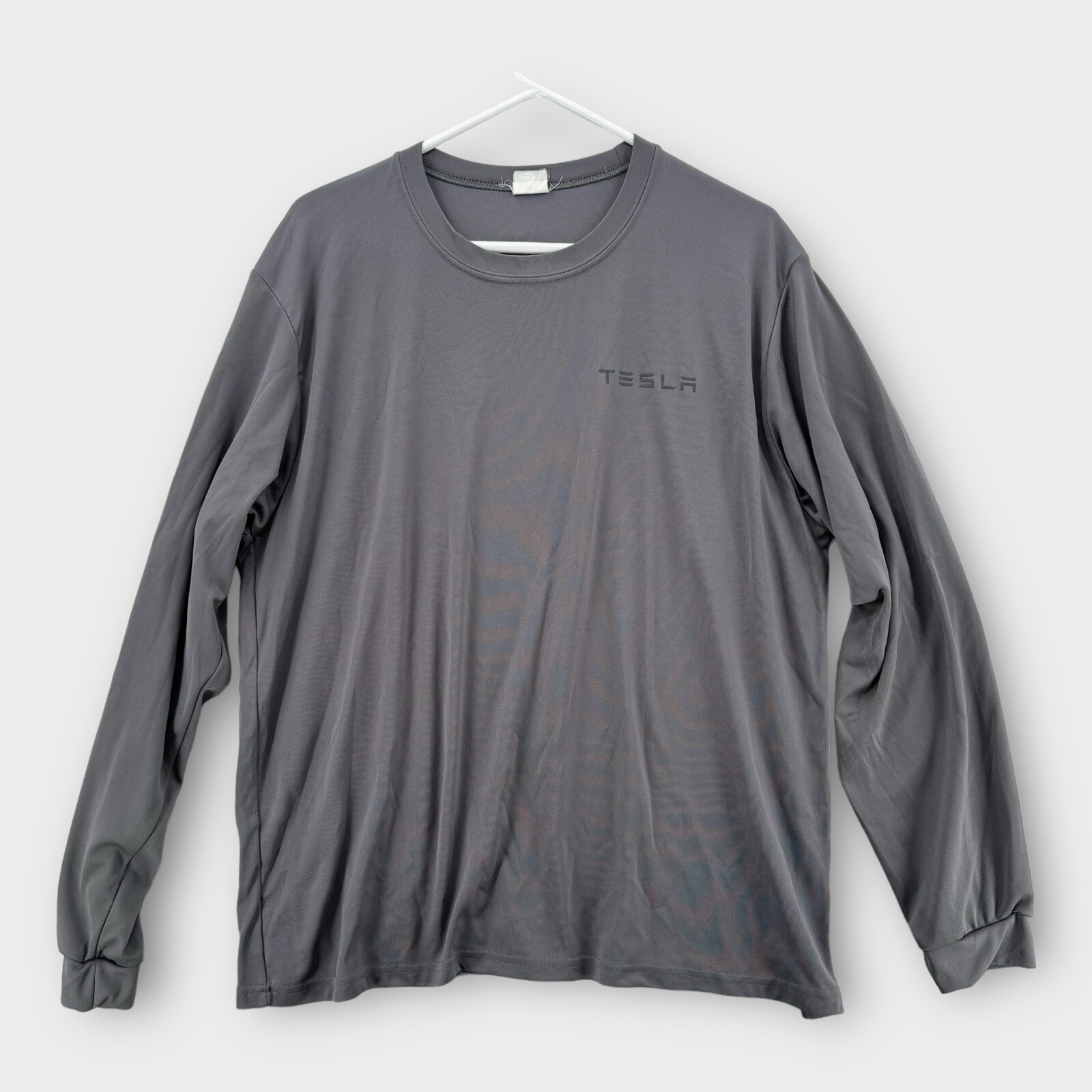 Tesla Shirt Mens 2XL Gray Performance Moisture Wicking Athletic Long Sleeve Tee gallery
