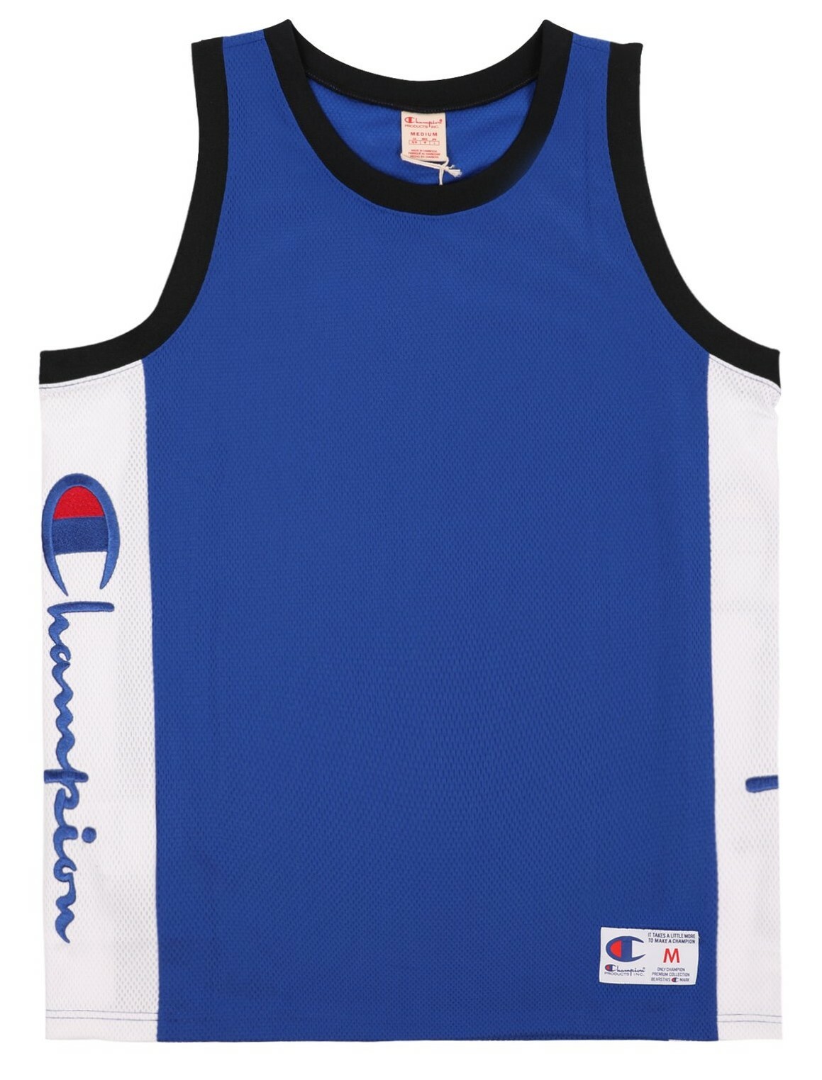 CHAMPION 'Basketball Embroidered Mesh' Tank Top / Vest Men's S Blue/Blk/Wht NWT! gallery