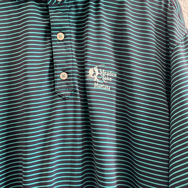 FootJoy FJ Teal Green with Blue Stripes Meadow Lake Athletic Golf Polo Size XL gallery