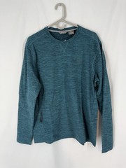 Eddie Bauer Tech Crew Green Ivy Men’s Large Long Sleeve Pullover, Zip Pocket