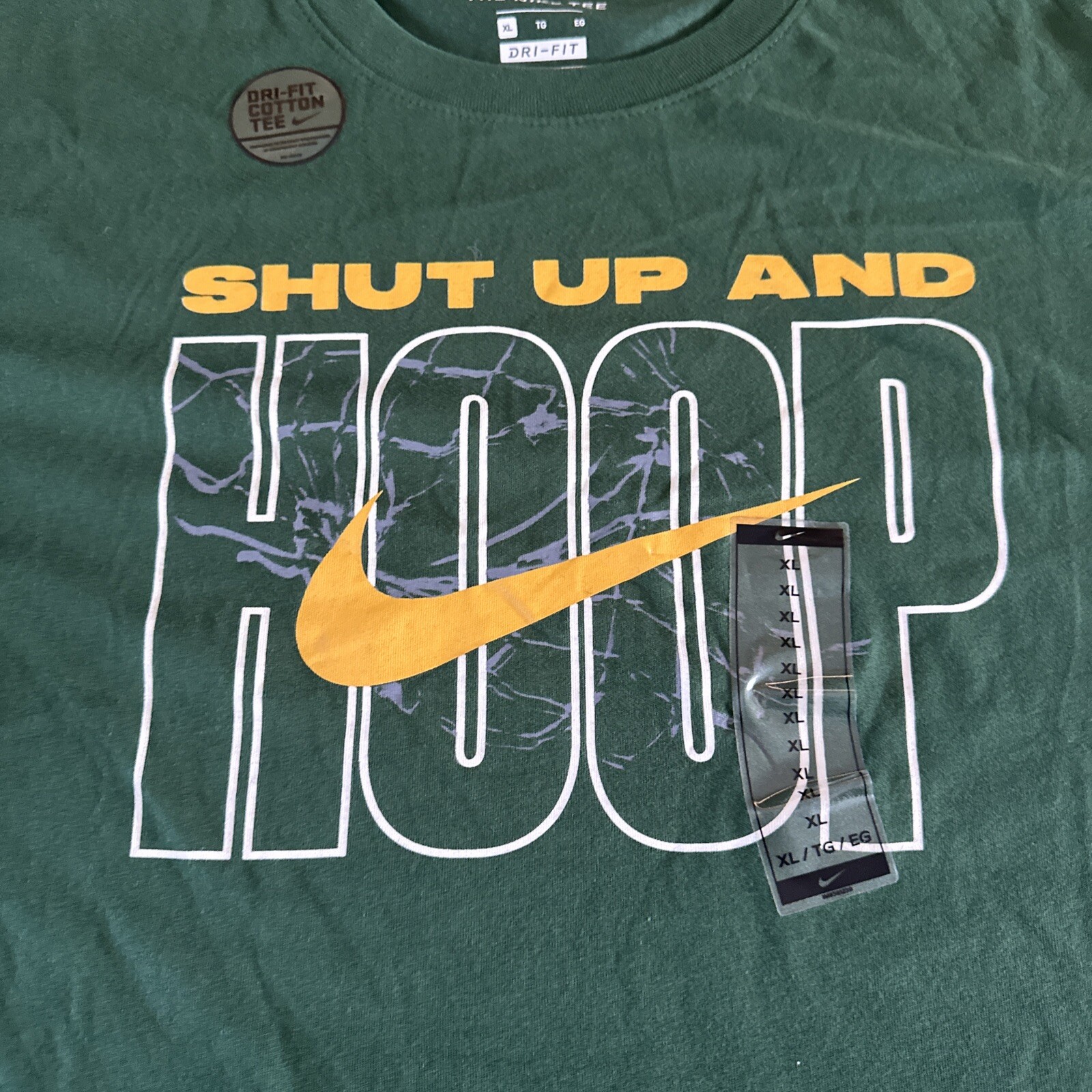 Nike Mens Shirt “Shut Up And Hoop” X-Large Basketball Green NWT gallery