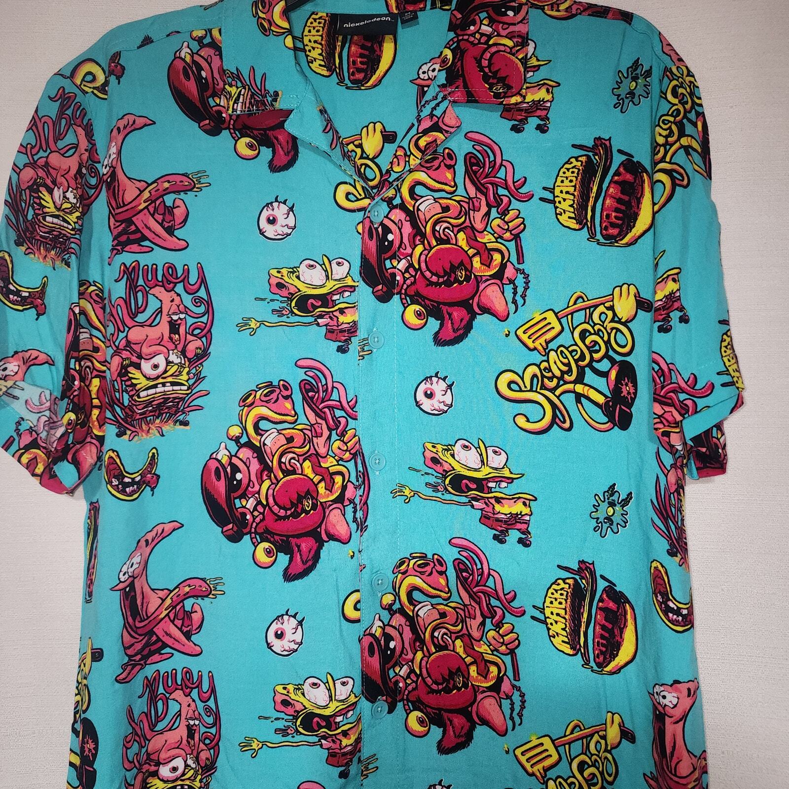 Sponge Bob and Patrick button-up shirt Men's size medium gallery
