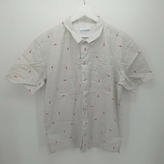 Columbia PFG Fishing Shirt Mens Size L White Gray Red