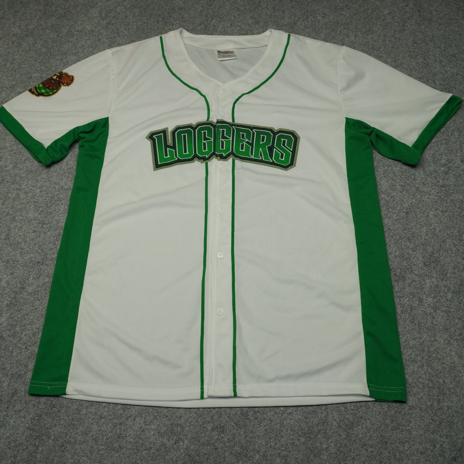 Loggers Men's Baseball Jersey White Green 2XL Polyester gallery