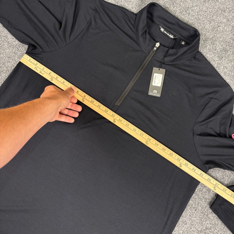 Travis Mathew NWT Crestview 1/4 Zip Pullover Mens 2XL Black Company Logo gallery