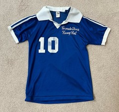 Vintage Soccer Jersey Adult XS Blue White Shiny #10 Embroidered Coronado VTG