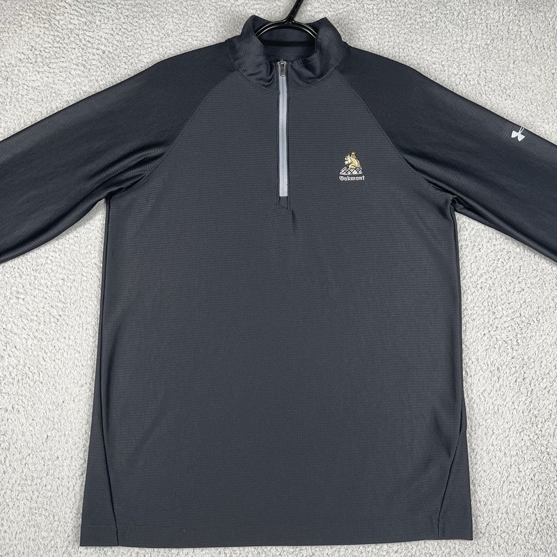 Oakmont Pullover Mens Medium Black Golf Zip Squirrel Lightweight Stretch UA gallery