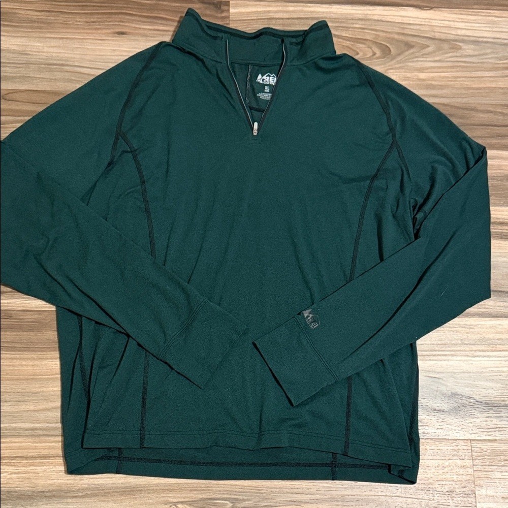 REI Co Op Mens XL Green 1/4 Zip Pullover Long Sleeve Performance Shirt Hiking gallery