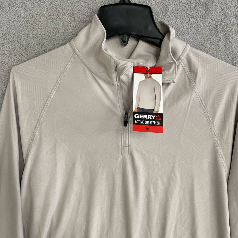Gerry Men's M Active Quarter Zip Pullover Long Sleeve Shirt Light Gray i1750 gallery