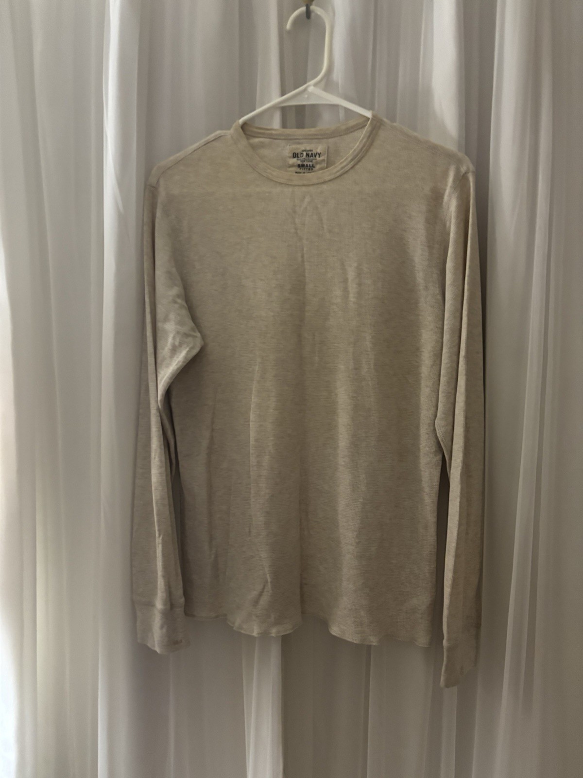Men’s Old Navy Thicker Thermal Style Long Sleeve Cream Color Top Size Small gallery