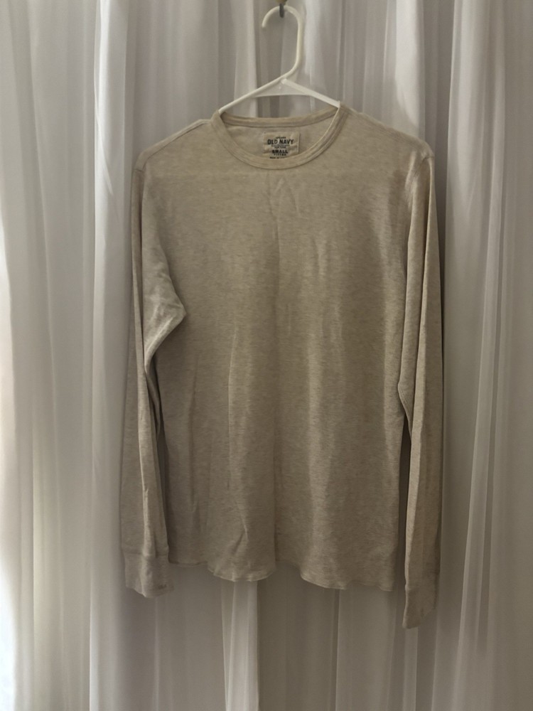 Men’s Old Navy Thicker Thermal Style Long Sleeve Cream Color Top Size Small
