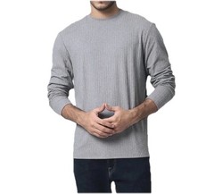 NEW Quieti Shirt Ribbed Knit Regular Fit Heather Gray Crew Neck Sz L Classic