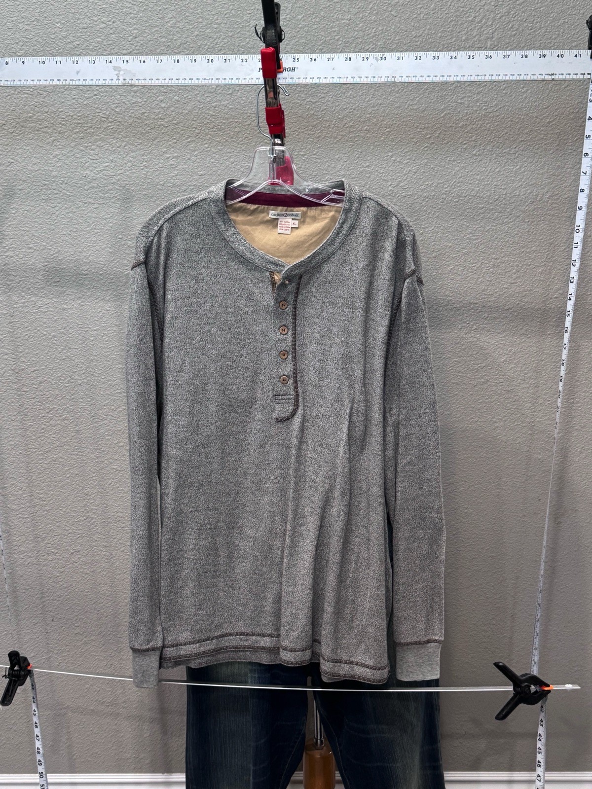 Carbon 2 Cobalt Unique Button SWEATER Shirt XL Extra Large gallery