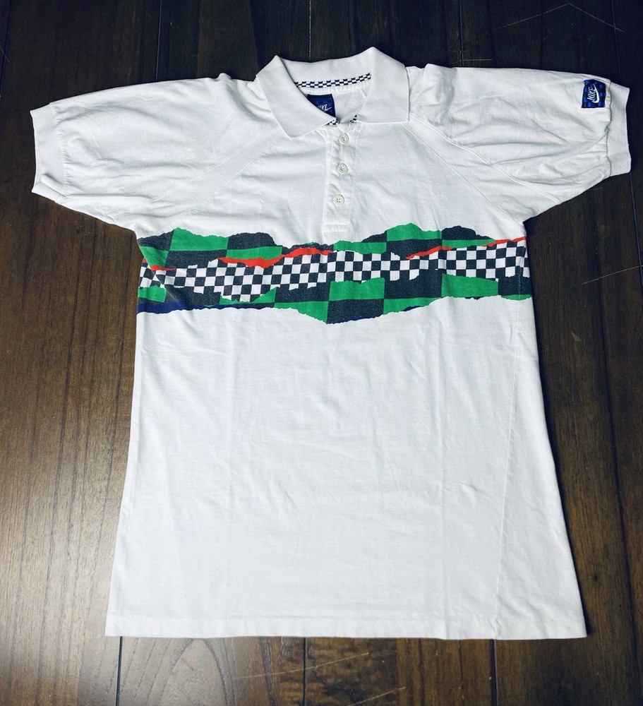 Nike John McEnroe Challenge Court Checkerboard Tennis Polo Shirt Medium Agassi