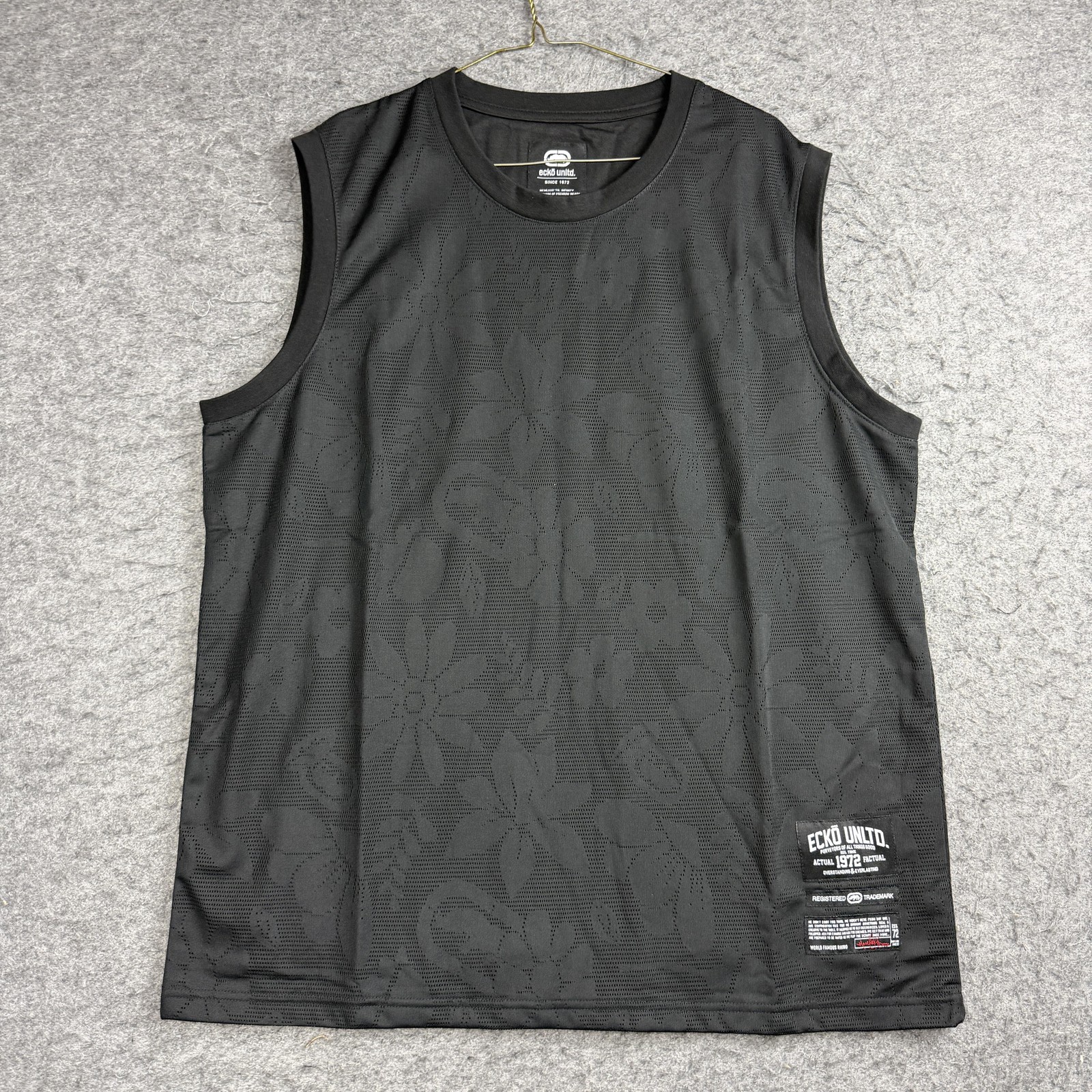 Ecko Unltd Tank Top Mens XL Black Floral Mesh Sleeveless Lightweight Casual gallery