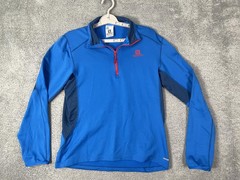 Salomon Pullover Mens Medium Blue 1/4 Zip Long Sleeve AdvancedSkin Warm Top
