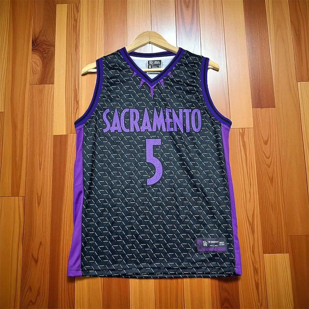 Srelix Men's Sacramento Jersey Black Purple Design Size Small Fox #5 AOP gallery