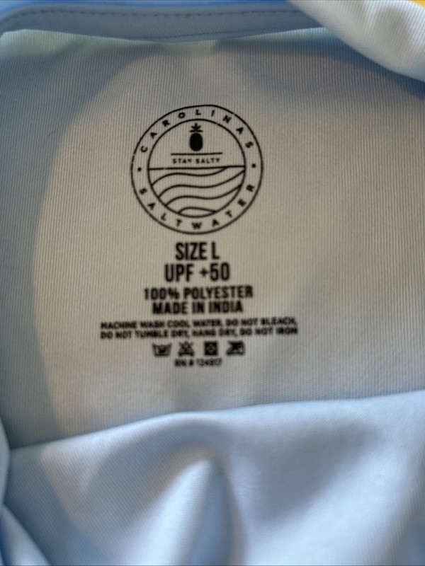 Carolinas Saltwater Oak Island Sun Shirt Mens Large Blue UPF 50+ Long Sleeve L gallery