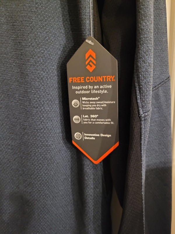 NWT Men's Shirt Pull-over Long Sleeve ¼ Zip Free Country Microtech Blue –SM gallery
