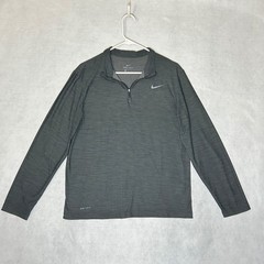 Nike 1/4 Zip Pulllover Long Sleeve Shirt Running Black Gray Mens Large MEDIUM